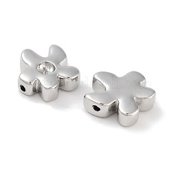 真鍮ビーズ  カドミウムフリー＆ニッケルフリー＆鉛フリー  花  プラチナ  11.5x12.5x4mm  穴：1.2mm&nbsp;KK-C051-55P