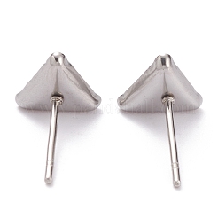 変色しない304ステンレススチールスタッドピアスセッティング  三角形  ステンレス鋼色  8x8x2mm  トレイ：7x7mm  ピン：0.8mm&nbsp;STAS-J032-14