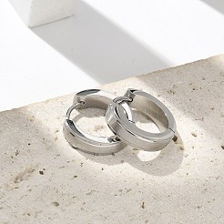 女性用304ステンレスフープピアス  316サージカルステンレススチール製耳ピン付き  リング  ステンレス鋼色  16x4mm&nbsp;EJEW-C096-62P