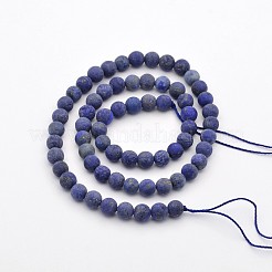 つや消しラウンド天然のラピスラズリビーズ連売り  6mm  穴：1mm  約63~65個/連  14.9~15.6インチ&nbsp;G-E302-110-6mm
