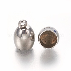 変色しにくい201ステンレススチールコードエンド  エンドキャップ  バレル  ステンレス鋼色  11x8mm  穴：2.2mm  内径：6mm&nbsp;STAS-L226-017D-P