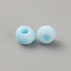 不透明な8/0ガラスシードビーズ  丸い穴  つや消し色  ラウンド  ライトスカイブルー  3x2mm  穴：1mm  20 G /袋&nbsp;SEED-TAC0001-01A-11