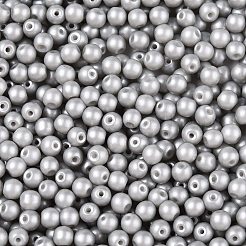 ガラスシードビーズ  不透明色  ラウンド  銀  3.5~4x3~3.5mm  穴：0.8~0.9mm  約4500個/ポンド&nbsp;SEED-T007-01P