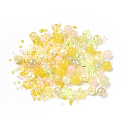 ガラスビーズ  ラウンド＆ヒトデ＆フィッシュ＆ロンデル  混合スタイル  きいろ  2~14x2~10x1~8.5mm  穴：0.8~1.5mm&nbsp;X1-GLAA-E040-01C