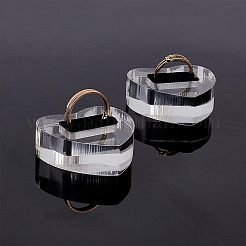 フランネルリングディスプレイ付きアクリル  ハート  透明  4.5x4.3x1.5cm&nbsp;RDIS-WH0006-03
