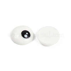 白と黒のフラットラウンドい漫画の樹脂カボション  ラウンド  13x4mm&nbsp;LS-CRES-Q009-01G