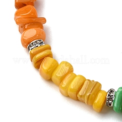 ナゲット染めの天然淡水貝ビーズブレスレット＆ネックレスセット  ミックスカラー  186mm&nbsp;SJEW-JS01360