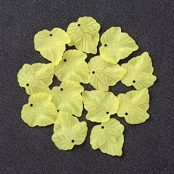 秋のテーマ透明なつや消しアクリルパーツ  カエデの葉  芝生の緑  24x22.5x3mm  穴：1mm&nbsp;X-PAF002Y-17