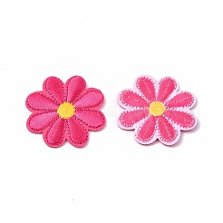 機械刺繍布地手縫い/アイロンワッペン  マスクと衣装のアクセサリー  アップリケ  ヒマワリ  サクランボ色  40x1.5mm&nbsp;DIY-WH0162-28O