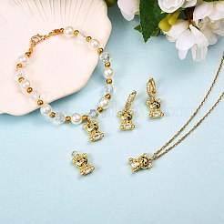 10個ラックメッキ真鍮マイクロパヴェキュービックジルコニアペンダント  丸カン付き  カドミウムフリー＆鉛フリー  クマ  18KGP本金メッキ  15x11x6.5mm  丸カン：5x1ミリ  内径：3mm&nbsp;ZIRC-SZ0003-84
