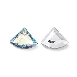電気メッキガラスペンダント  バックメッキ  多面カット  扇形の  ライトブルー  12x15x5mm  穴：1.2mm&nbsp;EGLA-M029-03-04