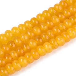 染め加工天然石ホワイトジェイドビーズ連売り  ロンデル  ゴールド  6~6.5x4~4.5mm  穴：1mm  約86~90個/連  14.57~15.16''（37~38.5センチメートル）&nbsp;X-G-T139-59A-07