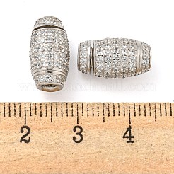 ラインストーンの留め金が付いたスターリングシルバー925個  ドラム  プラチナメッキ  14x8x8mm  穴：4mm&nbsp;STER-B005-40P