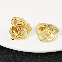 真鍮製スタンドピアス  花  カドミウムフリー＆鉛フリー  ラックめっき  長持ちメッキ  18KGP本金メッキ  23x22mm&nbsp;EJEW-S277-08G-B