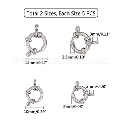 304ステンレススチールの滑らかな表面のスプリングリング留め具  ステンレス鋼色  10~12x2~2.5mm  穴：2~3mm  10個/箱&nbsp;STAS-UN0005-86P