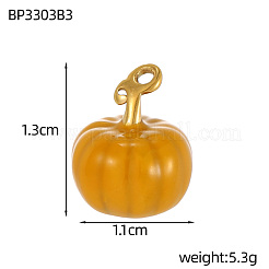 304ステンレススチールエナメルチャーム  カボチャ  イオンプレーティング（ip）  18KGP本金メッキ  ミックスカラー  13x11mm&nbsp;STAS-OY007-36G