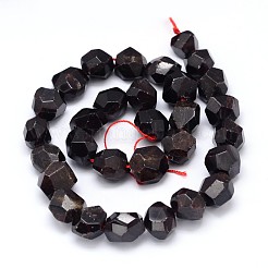 天然のガーネットナゲッツビーズ連売り  多面カット  13~20x12~18mm  穴：1mm  約24個/連  15インチ&nbsp;G-O102-04