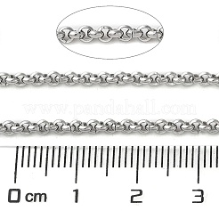 変色しにくい304ステンレススチールのローロチェーン  溶接されていない  スプールで  ステンレス鋼色  2.5x1mm  約328.08フィート（100m）/ロール&nbsp;CHS-C010-05P