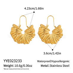 304ステンレススチールフープピアス  扇形  18KGP本金メッキ  42.3x36mm&nbsp;LD4971
