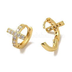 クロス真鍮スタッドピアス  クリアキュービックジルコニア  カドミウムフリー＆鉛フリー  ミックスカラー  15.5x12mm&nbsp;EJEW-R162-02G