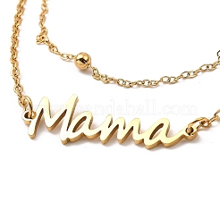 母の日 304 ステンレススチール ma ma マルチ連リンクチェーンブレスレット 女性用  ゴールドカラー  6-5/8インチ（16.8cm）&nbsp;BJEW-Q335-01B-G