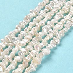 天然ケシパールビーズ連売り  養殖淡水パール  バロック真珠  ナゲット  リネン  4~5x4~5x2.5~3.5mm  穴：0.7mm  約88~95個/連  13.58''~14.17''（34.5~36センチメートル）&nbsp;PEAR-J007-12