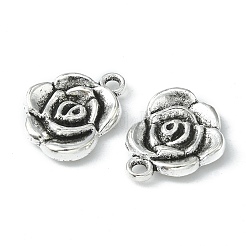 合金のチベット風チャーム  花バラ  アンティークシルバー  鉛フリー＆カドミウムフリー  17.5x14x3mm  穴：2mm&nbsp;X-LF9872Y