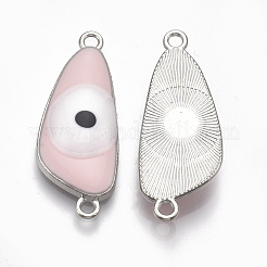 合金リンクコネクター  エナメル  ナザールボンジュウ付き三角形  プラチナ  ピンク  30.5x12x4mm  穴：1.8mm&nbsp;ENAM-S016-31E