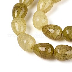 焼き絵の具、ひび割れガラスビーズ、糸  ティアドロップ  ダークカーキ  13~13.5x9.5~10mm  穴：1.2~1.4mm  約54~60個/連  28.35~30.71インチ（72~78cm）&nbsp;DGLA-N019-03A-07