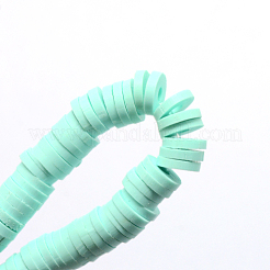 手作り樹脂粘土ビーズ  ディスク/フラットラウンド  ヒシビーズ  アクアマリン  3x1mm  穴：1mm  約380~400個/連  17.7インチ&nbsp;X-CLAY-R067-3.0mm-20
