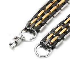 イオンプレーティング（IP）201ステンレススチールブレスレット  304ステンレススチール留め具とジャンプリング付き  ガンメタ色＆ゴールデン  8-7/8x1/2x1/4インチ（22.5x1.3x0.5cm）&nbsp;STAS-E165-05GB