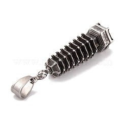 304ステンレススチール製ビッグペンダント  パゴダチャーム  アンティークシルバー  52.5x14.5x13mm  穴：10x6mm&nbsp;STAS-K283-29AS