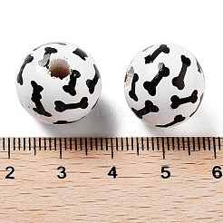 犬をテーマにした木製ビーズ  骨  ホワイト  15.5x14.5mm  穴：4mm&nbsp;WOOD-M011-05B-01