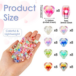 72 個 9 色 UV メッキレインボー虹色アクリルビーズ  ツートンカラーの二層ビーズ  ハート  ミックスカラー  11x11.5x8mm  穴：3mm  8個/カラー&nbsp;OACR-TA0001-48