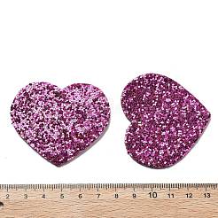 PUレザービッグペンダント  スパンコール  バレンタインデーコレクション  ハート  蘭  50x56.5x2mm  穴：1.6mm&nbsp;FIND-R050-01B