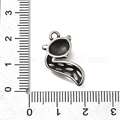レトロな304ステンレススチールペンダント  動物チャーム  アンティークシルバー  キツネ  23x12x3.5mm  穴：2mm&nbsp;STAS-L284-16AS-02