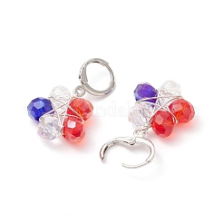 真鍮ガラスフレンチフックピアス  スター  プラチナ  34x19mm&nbsp;EJEW-TA00622