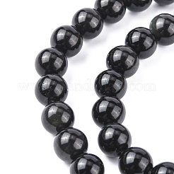 天然のオブシディアンビーズ連売り  ラウンド  8~9mm  穴：1mm  約46個/連  15.3インチ&nbsp;G-R173-8mm-02