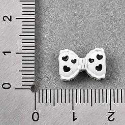 合金エナメルビーズ  ハート模様のちょう結び  ホワイト  8.5x12.5x5mm  穴：1.8mm&nbsp;AL-CBA8B94-02