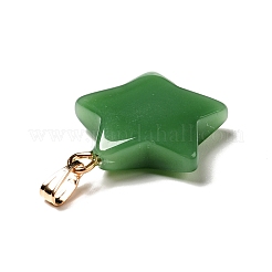 ガラスチャーム  ゴールデンメッキ鉄パーツ  スター  グリーン  23x20x6mm  穴：6x2mm&nbsp;GLAA-A004-01B