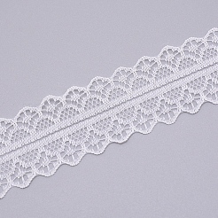 非弾性レーストリム  ジュエリー作り用ポリエステルリボン  フローラルホワイト  1-1/8インチ（29mm）  10 M /袋&nbsp;OCOR-WH0033-60B