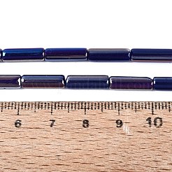 電気メッキオペークガラスビーズ連売り  チューブ  ABカラーメッキ  ダークブルー  13~13.5x4~4.5mm  穴：0.5~0.8mm  約27~30個/連  13.98~15.75インチ（35.5~40cm）&nbsp;EGLA-Q132-02A-B02