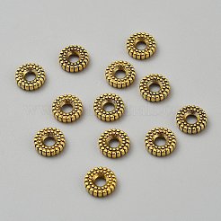 チベット風合金スペーサービーズ  フラットラウンド  アンティーク黄金  8x2mm  穴：2.5mm&nbsp;TIBEB-WH0002-09B-AG