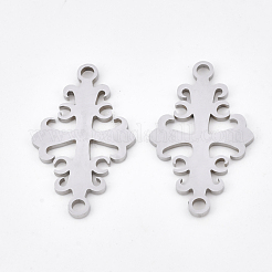 変色しにくい201ステンレススチールリンクコネクター  レーザーカットリンク  クロス  ステンレス鋼色  24x14x1mm  穴：1.8mm&nbsp;STAS-T044-66P