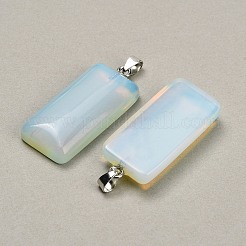 オパールペンダント  長方形チャーム  304ステンレススチールスナップオンベイル付き  ステンレス鋼色  44~45x19~20x8~9mm  穴：7.5x4mm&nbsp;GG-CBAA0EE-01P-21