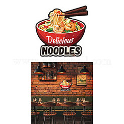 ヴィンテージメタルブリキサイン  バーの鉄の壁の装飾  レストラン  カフェ・パブ  麺  270x262x1mm&nbsp;AJEW-WH0409-103