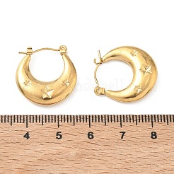 女性用304ステンレスフープピアス  星の模様  18KGP本金メッキ  21x20x4mm&nbsp;EJEW-F414-02G