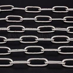 304ステンレススチールペーパークリップチェーン  ハンダ付け  ステンレス鋼色  30x14x3mm  約6.56フィート(2m)(±3cm)/個&nbsp;CHS-WH0002-02A-P