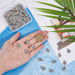 合金製魚チャーム100個  チベットスタイル  無鉛の  アンティークシルバー  15x11x3.5mm  穴：2mm&nbsp;TIBEP-DC0001-27