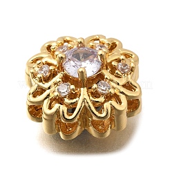 真鍮パヴェキュービックジルコニアマルチ連リンク  花  18KGP本金メッキ  ミックスカラー  12.5x12.5x7mm  穴：1.8mm&nbsp;KK-F913-11G